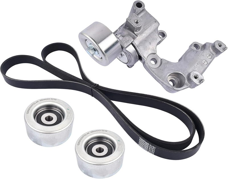 Koomaha Serpentine Belt Drive Belt Tensioner Idler Pulley Kit Replacement for 2007-2010 Toyota Sienna 3.5L 166040P011, 16604-0P011, 1662031040, 16620-31040 - Image 1
